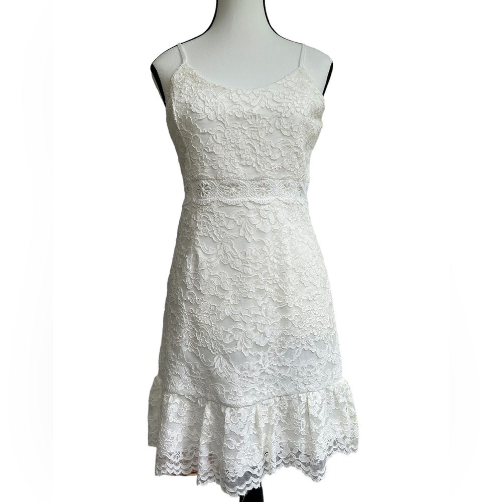 Aqua white lace dress size small Bloomingdales Graduation